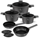 Ensemble de casseroles BerlingerHaus Mat Anthracite 7 pièces - Casserole ø 20, 24, 28 cm, Poêle ø 20 & 24 cm - compatible avec toutes les sources de chaleur