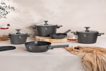 Ensemble de casseroles BerlingerHaus Mat Anthracite 7 pièces - Casserole ø 20, 24, 28 cm, Poêle ø 20 & 24 cm - compatible avec toutes les sources de chaleur