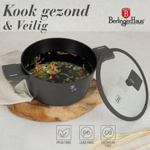 Ensemble de casseroles BerlingerHaus Mat Anthracite 7 pièces - Casserole ø 20, 24, 28 cm, Poêle ø 20 & 24 cm - compatible avec toutes les sources de chaleur