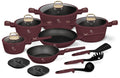 Ensemble de casseroles BerlingerHaus Mat Bordeaux 11 pièces - Casserole ø 20, 24, 28 cm, Poêle ø 24, 28 cm & Casserole ø 16 cm - compatible avec toutes les plaques de cuisson