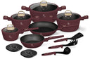 Ensemble de casseroles BerlingerHaus Mat Bordeaux 11 pièces - Casserole ø 20, 24, 28 cm, Poêle ø 24, 28 cm & Casserole ø 16 cm - compatible avec toutes les plaques de cuisson