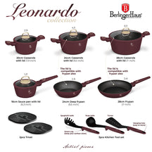 Ensemble de casseroles BerlingerHaus Mat Bordeaux 11 pièces - Casserole ø 20, 24, 28 cm, Poêle ø 24, 28 cm & Casserole ø 16 cm - compatible avec toutes les plaques de cuisson