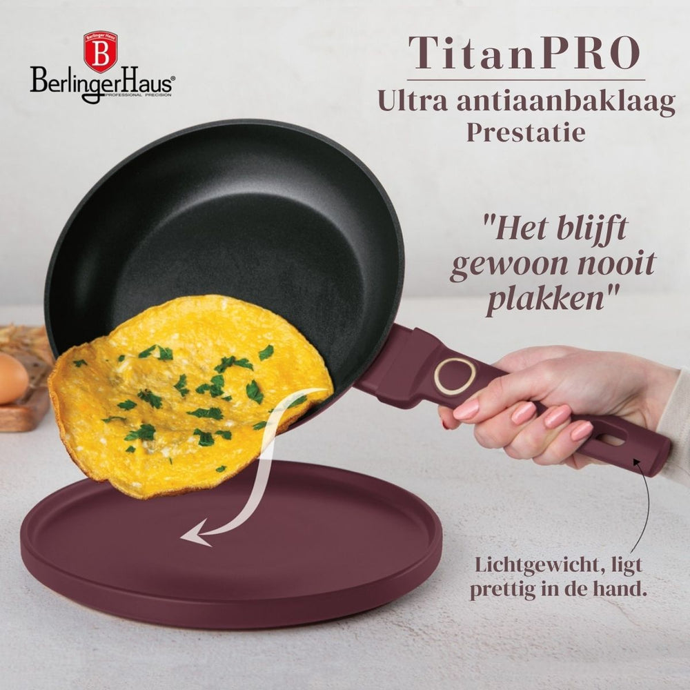 Ensemble de casseroles BerlingerHaus Mat Bordeaux 11 pièces - Casserole ø 20, 24, 28 cm, Poêle ø 24, 28 cm & Casserole ø 16 cm - compatible avec toutes les plaques de cuisson