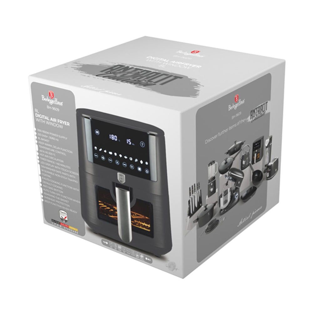 Friteuse à air XXXL BerlingerHaus Mat Anthracite - avec fenêtre de visualisation - 8 litres - 1650W