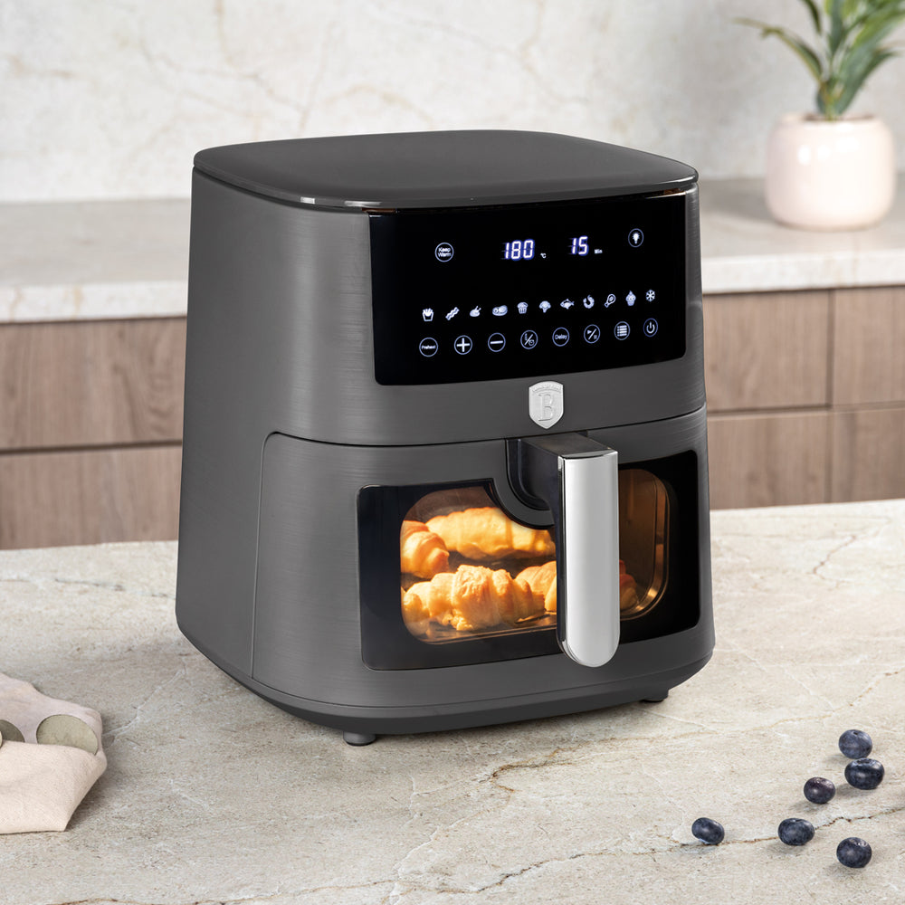 Friteuse à air XXXL BerlingerHaus Mat Anthracite - avec fenêtre de visualisation - 8 litres - 1650W