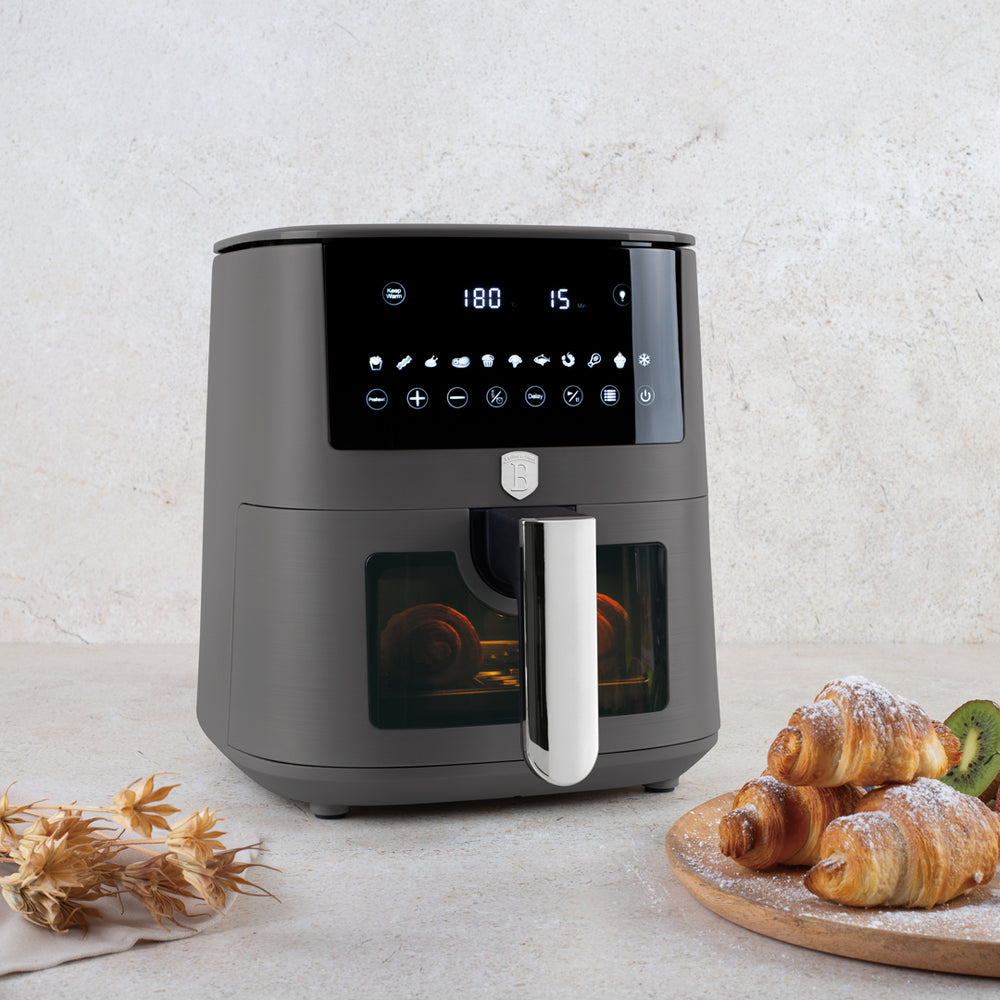 Friteuse à air XXXL BerlingerHaus Mat Anthracite - avec fenêtre de visualisation - 8 litres - 1650W
