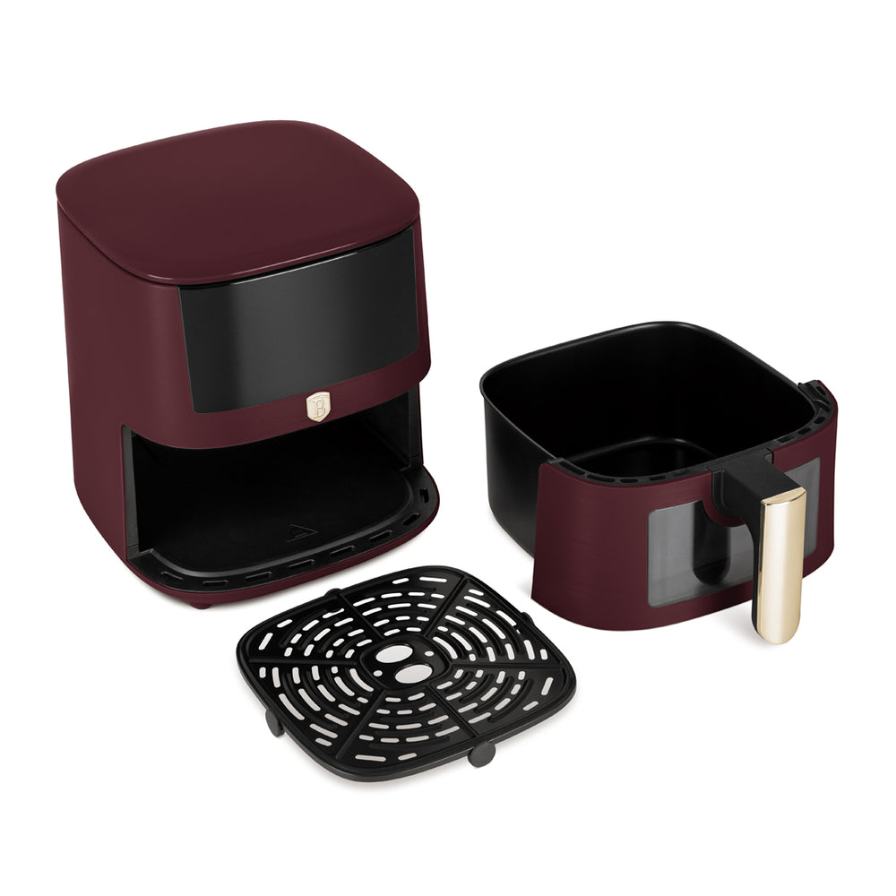 Friteuse à air XL BerlingerHaus Mat Bordeaux - avec fenêtre de visualisation - 5 litres - 1400W