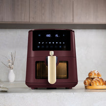 Friteuse à air XL BerlingerHaus Mat Bordeaux - avec fenêtre de visualisation - 5 litres - 1400W
