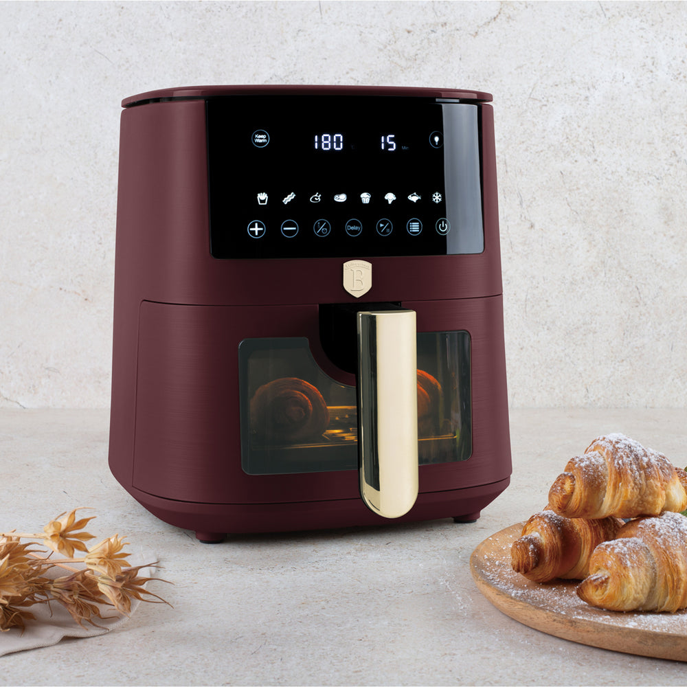 Friteuse à air XL BerlingerHaus Mat Bordeaux - avec fenêtre de visualisation - 5 litres - 1400W
