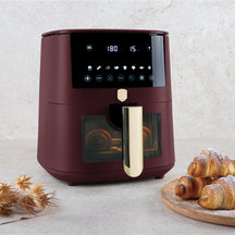 Friteuse à air XL BerlingerHaus Mat Bordeaux - avec fenêtre de visualisation - 5 litres - 1400W