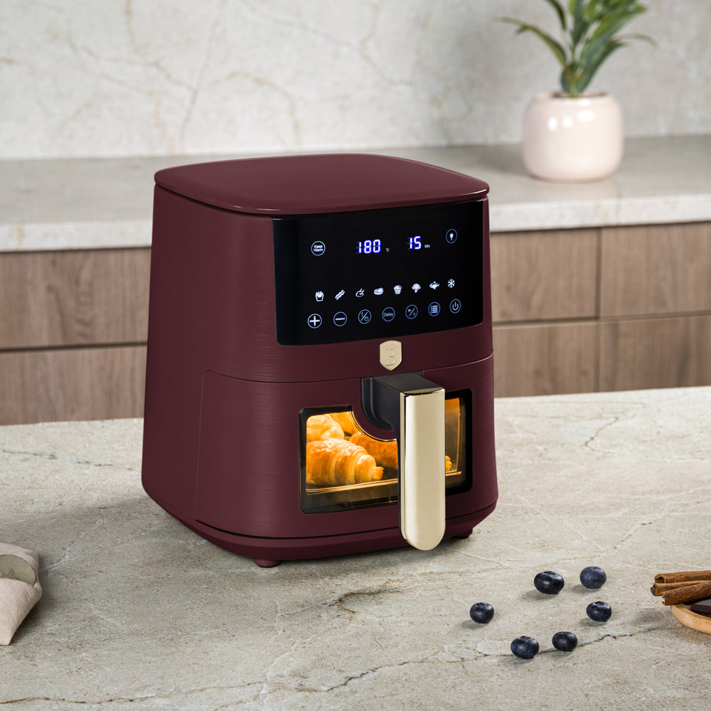 Friteuse à air XL BerlingerHaus Mat Bordeaux - avec fenêtre de visualisation - 5 litres - 1400W