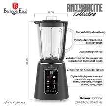 Blender Numérique BerlingerHaus Mat Anthracite - Bol en Verre - 1,5 L - 1000W