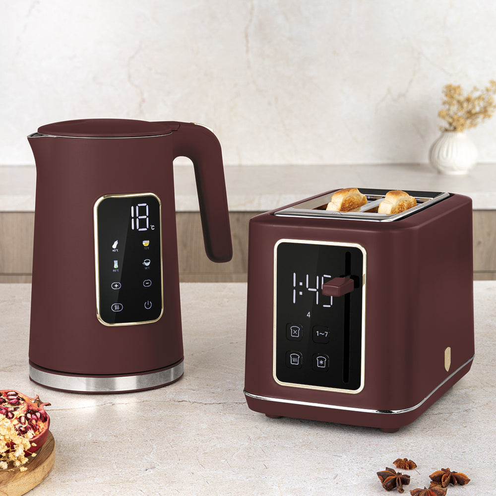 Bouilloire Électrique Numérique BerlingerHaus Mat Bordeaux - Réglage de température - 1,7 litre - 2200W