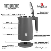 Bouilloire Électrique BerlingerHaus Double Paroi Mat Anthracite - 1,7 L - 1800W
