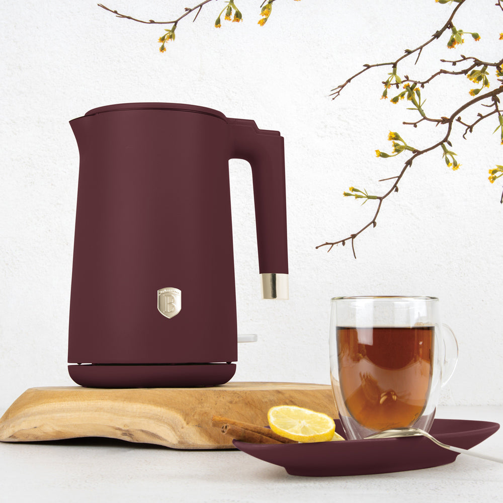 Bouilloire Électrique BerlingerHaus Double Paroi Mat Bordeaux - 1,7 L - 1800W