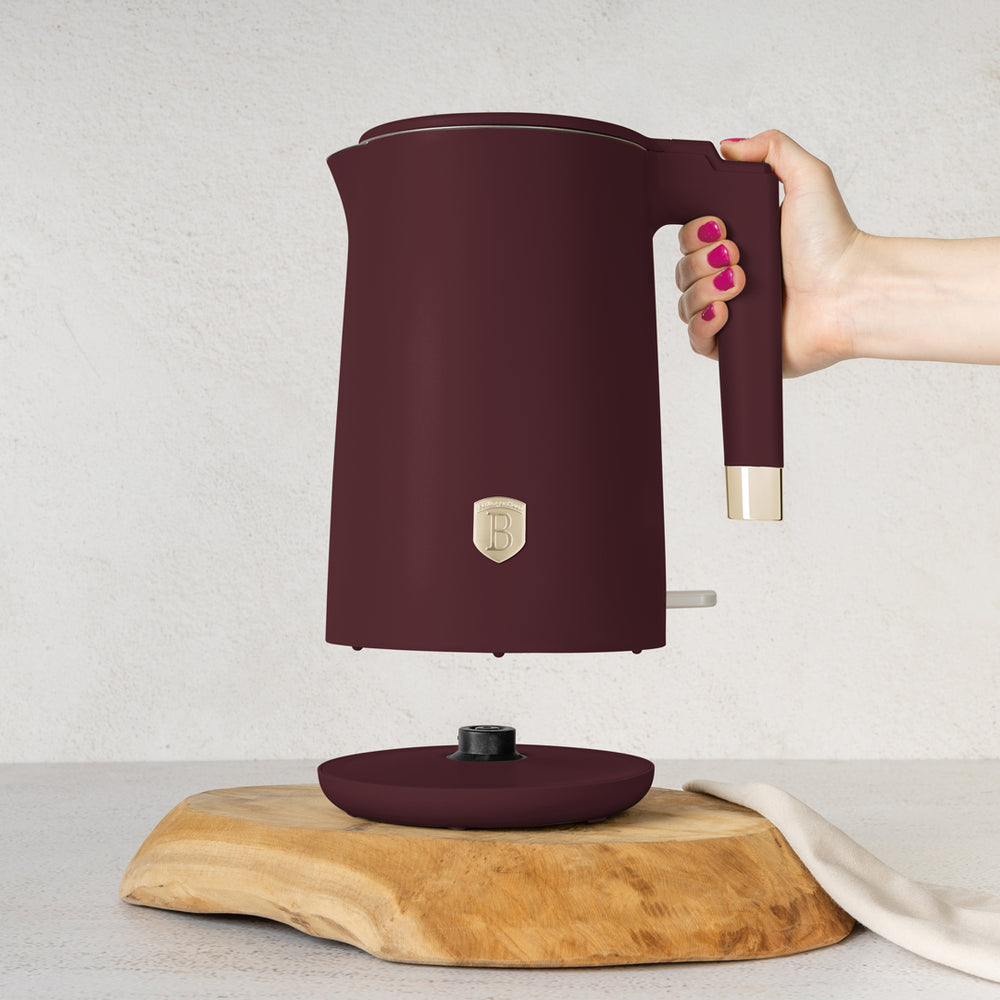 Bouilloire Électrique BerlingerHaus Double Paroi Mat Bordeaux - 1,7 L - 1800W