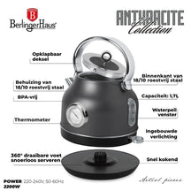 Bouilloire Électrique BerlingerHaus Mat Anthracite - avec Thermomètre - 1,7 L - 2200W