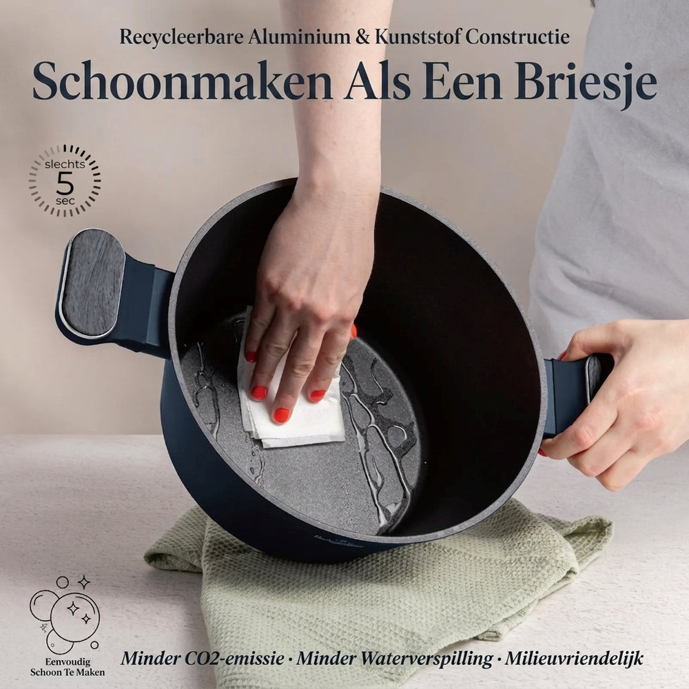 Ensemble de Casseroles BerlingerHaus 11 Pièces Bleu Mat - Casseroles ø 16, 20, 24, 28 cm & Poêles ø 24, 28 cm - Tous Feux Dont Induction
