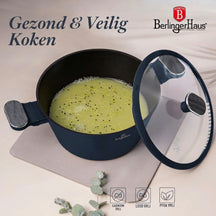 Ensemble de Casseroles BerlingerHaus 11 Pièces Bleu Mat - Casseroles ø 16, 20, 24, 28 cm & Poêles ø 24, 28 cm - Tous Feux Dont Induction