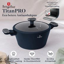 Ensemble de Casseroles BerlingerHaus 11 Pièces Bleu Mat - Casseroles ø 16, 20, 24, 28 cm & Poêles ø 24, 28 cm - Tous Feux Dont Induction