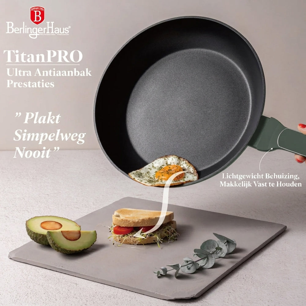 Ensemble de Casseroles BerlingerHaus 11 Pièces Vert Mat - Casseroles ø 16, 20, 24, 28 cm & Poêles ø 24, 28 cm - Tous Feux Dont Induction