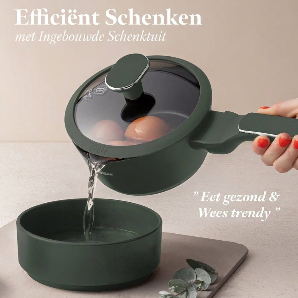 Ensemble de Casseroles BerlingerHaus 11 Pièces Vert Mat - Casseroles ø 16, 20, 24, 28 cm & Poêles ø 24, 28 cm - Tous Feux Dont Induction