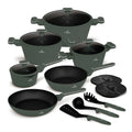 Ensemble de Casseroles BerlingerHaus 11 Pièces Vert Mat - Casseroles ø 16, 20, 24, 28 cm & Poêles ø 24, 28 cm - Tous Feux Dont Induction