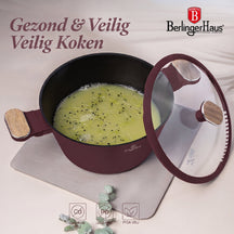 Ensemble de Casseroles BerlingerHaus Nordic 11 Pièces Bordeaux Mat - Casseroles ø 16, 20, 24, 28 cm & Poêles ø 24, 28 cm - Tous Feux Dont Induction