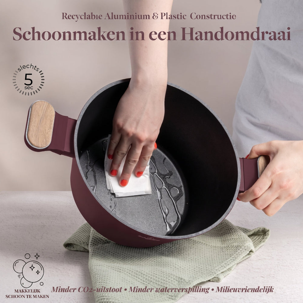 Ensemble de Casseroles BerlingerHaus Nordic 11 Pièces Bordeaux Mat - Casseroles ø 16, 20, 24, 28 cm & Poêles ø 24, 28 cm - Tous Feux Dont Induction