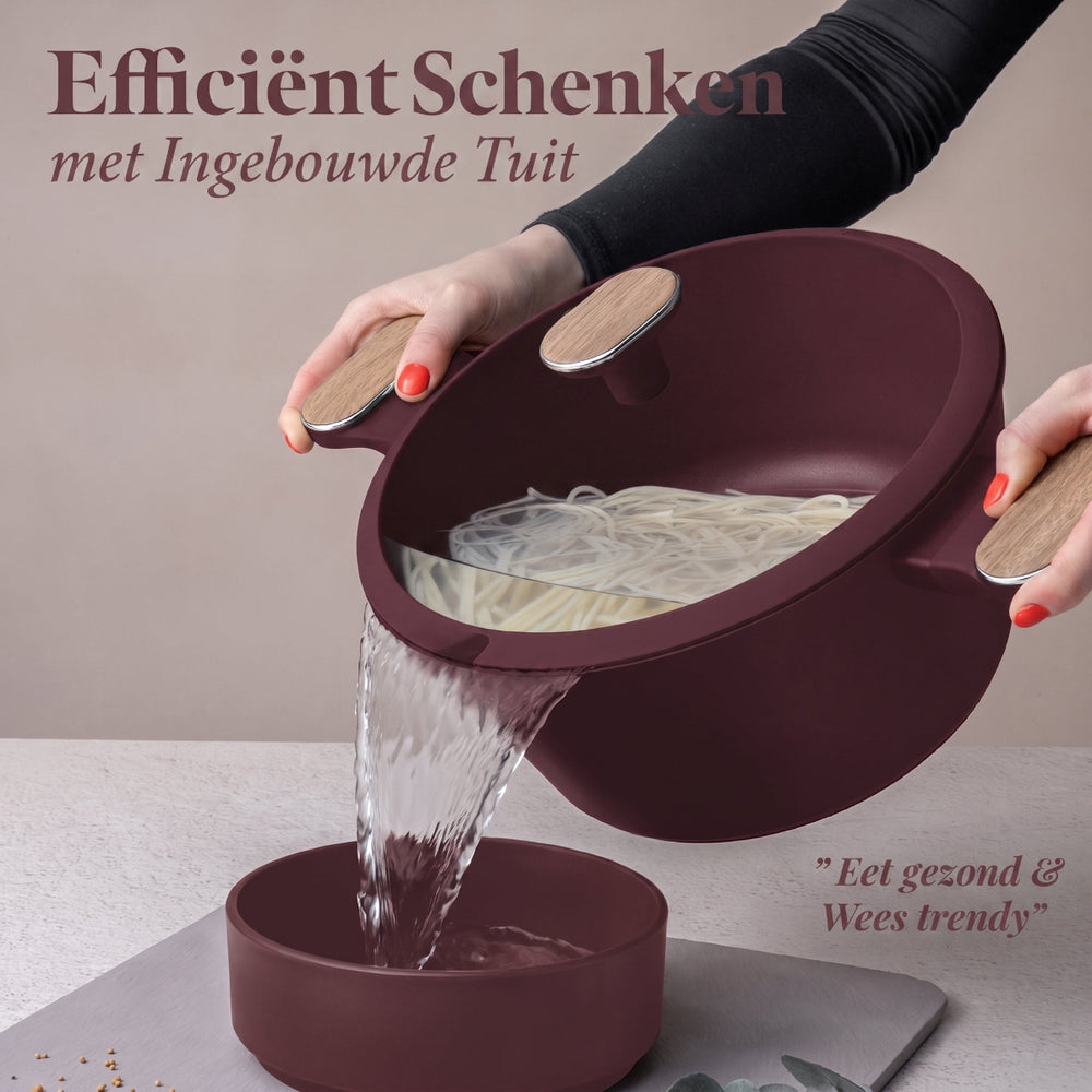Ensemble de Casseroles BerlingerHaus Nordic 11 Pièces Bordeaux Mat - Casseroles ø 16, 20, 24, 28 cm & Poêles ø 24, 28 cm - Tous Feux Dont Induction
