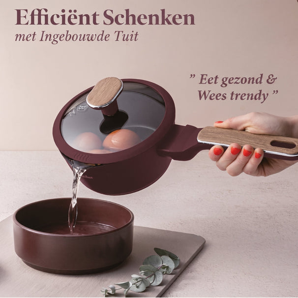 Ensemble de Casseroles BerlingerHaus Nordic 7 Pièces Bordeaux Mat - Casseroles ø 20, 24, 28 cm & Poêles ø 20, 24 cm - Tous Feux Dont Induction