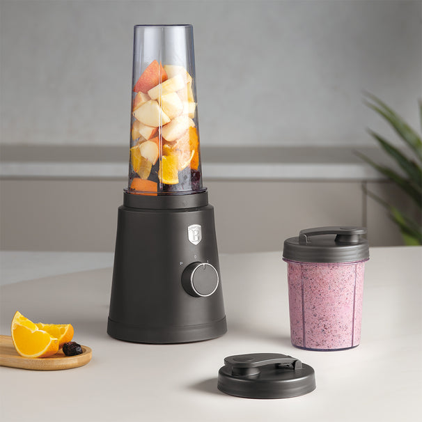 Mini Blender à Smoothie To Go BerlingerHaus Mat Anthracite - Inclut 2 Gobelets - 320W