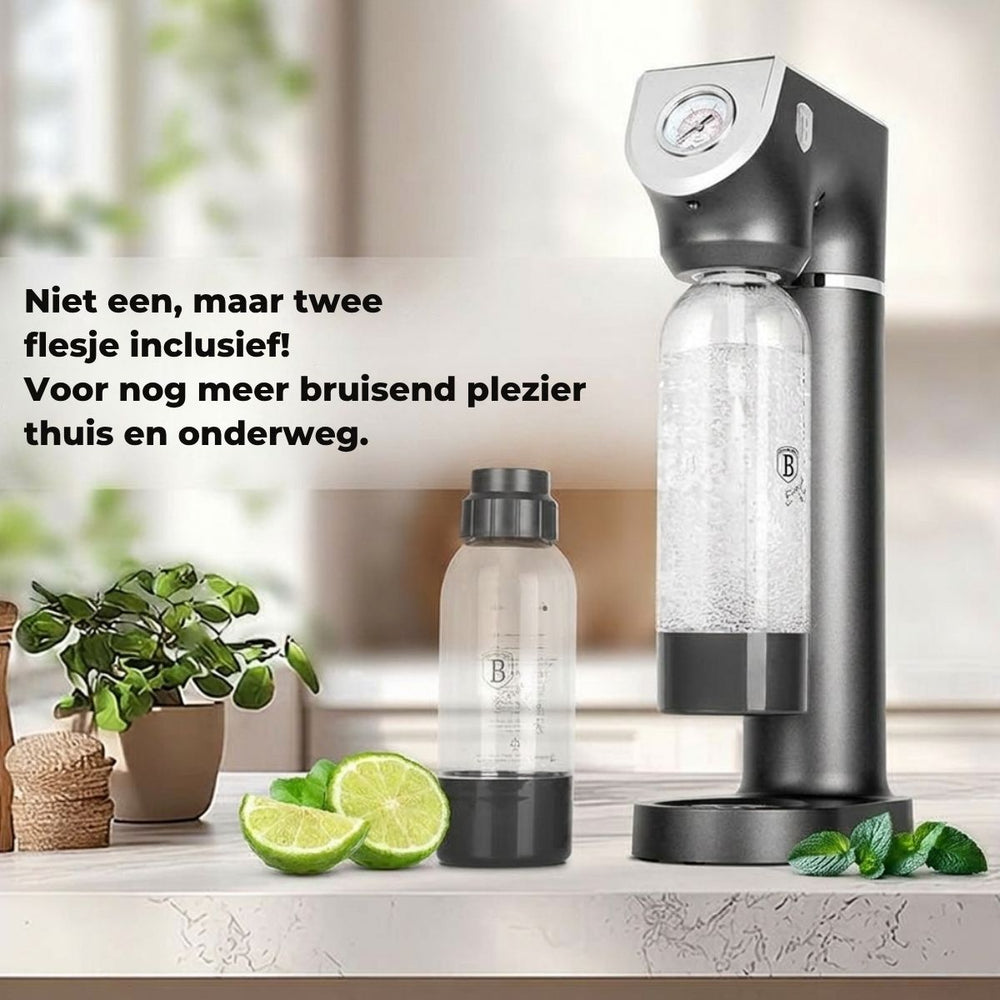 Machine à Eau Pétillante BerlingerHaus mat anthracite - Baromètre - Inclut 2 bouteilles