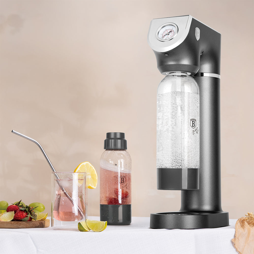 Machine à Eau Pétillante BerlingerHaus mat anthracite - Baromètre - Inclut 2 bouteilles