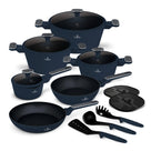 Ensemble de Casseroles BerlingerHaus 11 Pièces Bleu Mat - Casseroles ø 16, 20, 24, 28 cm & Poêles ø 24, 28 cm - Tous Feux Dont Induction