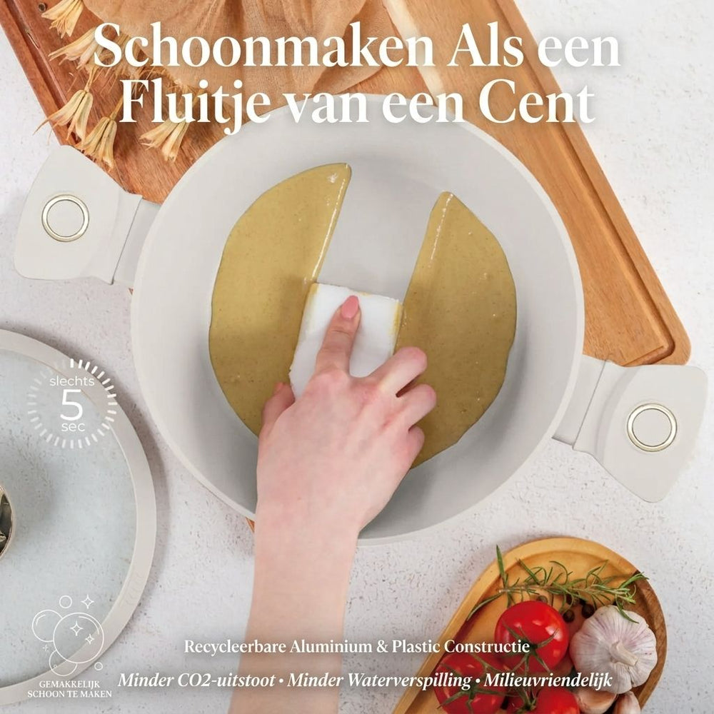 Ensemble de Casseroles BerlingerHaus 11 Pièces Crème Mat - Casseroles ø 16, 20, 24, 28 cm & Poêles ø 24, 28 cm - Tous Feux Dont Induction