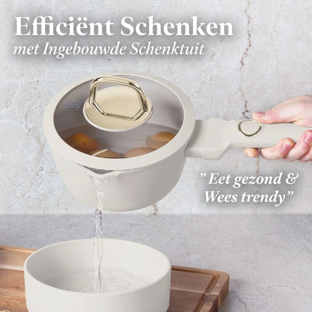 Ensemble de Casseroles BerlingerHaus 11 Pièces Crème Mat - Casseroles ø 16, 20, 24, 28 cm & Poêles ø 24, 28 cm - Tous Feux Dont Induction
