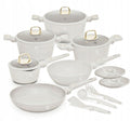 Ensemble de Casseroles BerlingerHaus 11 Pièces Crème Mat - Casseroles ø 16, 20, 24, 28 cm & Poêles ø 24, 28 cm - Tous Feux Dont Induction