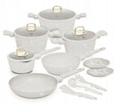Ensemble de Casseroles BerlingerHaus 11 Pièces Crème Mat - Casseroles ø 16, 20, 24, 28 cm & Poêles ø 24, 28 cm - Tous Feux Dont Induction