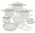 Ensemble de Casseroles BerlingerHaus 11 Pièces Crème Mat - Casseroles ø 16, 20, 24, 28 cm & Poêles ø 24, 28 cm - Tous Feux Dont Induction