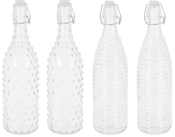 Set de bouteilles Cookinglife - Bouchon à levier - Dots&Lines - 1 L - 4 pièces