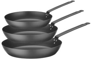 Ensemble de poêles Blackwell Acier carbone 3 pièces - ø 20, 24 & 28 cm - compatible avec toutes les sources de chaleur - sans revêtement antiadhésif