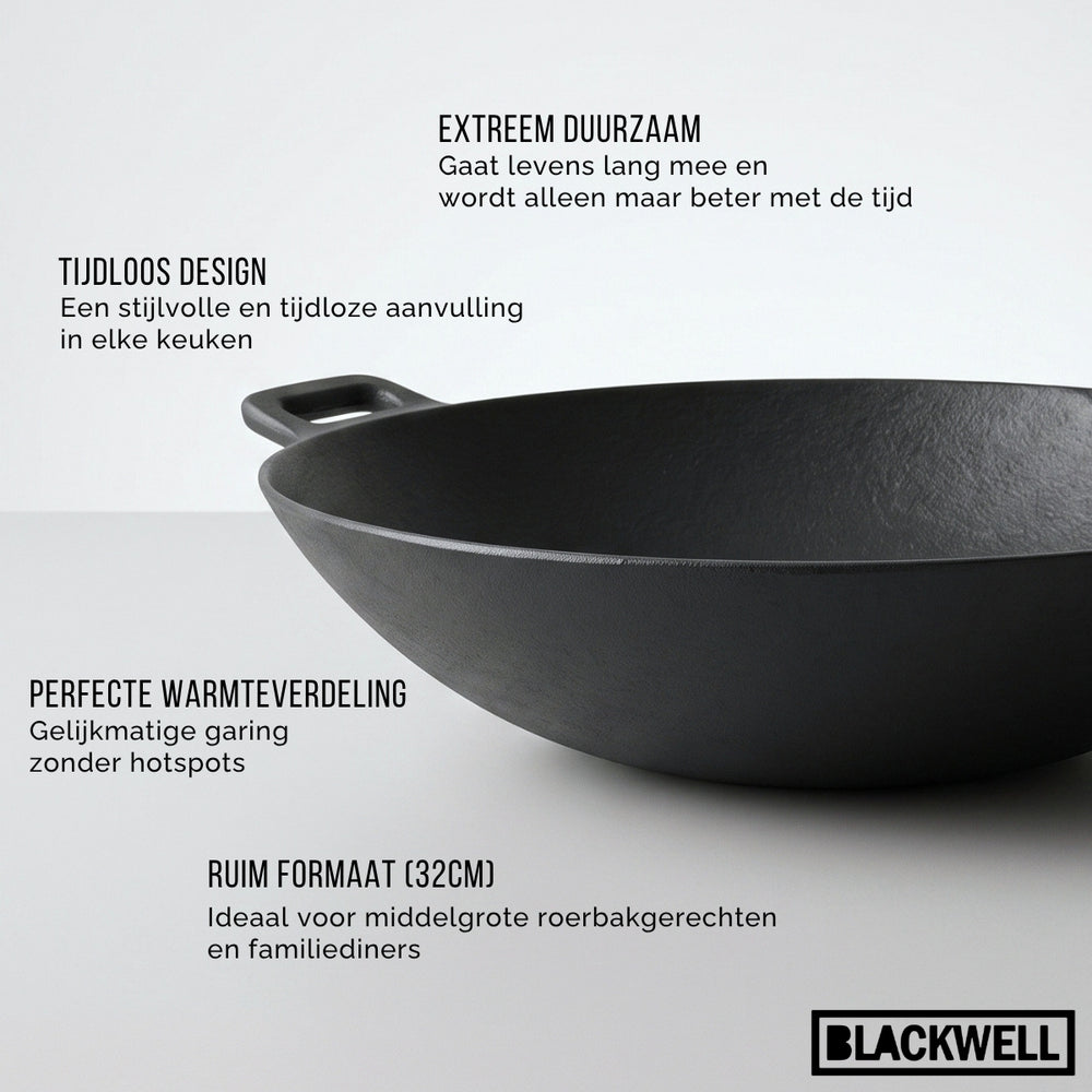Wok en fonte Blackwell - Sans antiadhésif - Cook & Grill - Ø 32 cm