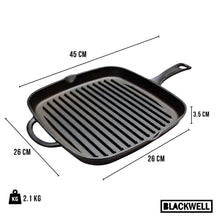 Poêle Blackwell - Poêle à griller - Fonte - 26 x 26 cm - Noir