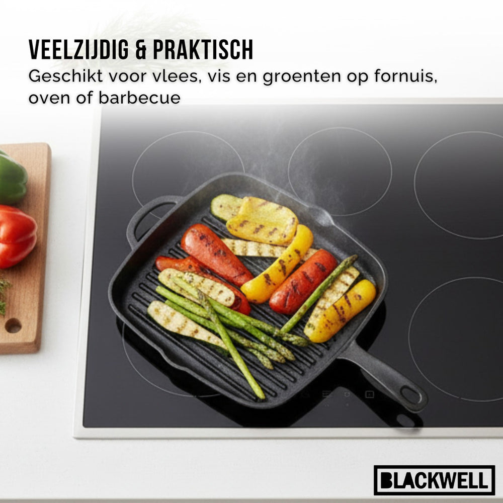 Poêle Blackwell - Poêle à griller - Fonte - 26 x 26 cm - Noir