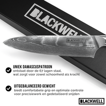 Couteau de chef Blackwell - Style japonais - Damascus - 20 cm
