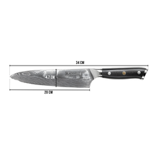 Couteau de chef Blackwell - Style japonais - Damascus - 20 cm