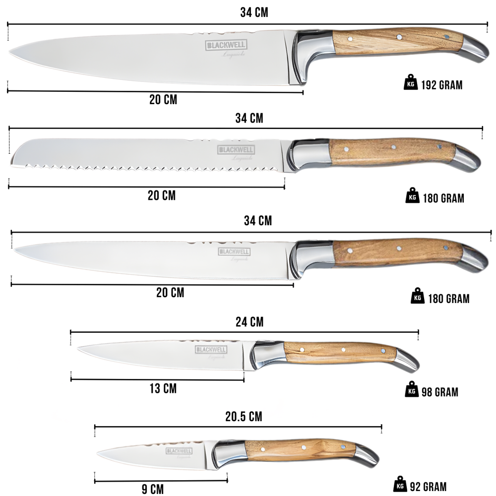 Set de couteaux Blackwell - Bois d'olivier - Laguiole - 6 pièces