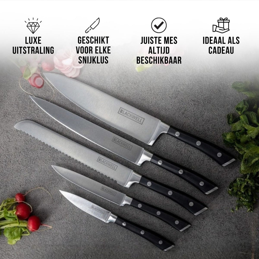 Ensemble de couteaux Blackwell - Bloc a couteaux - Deluxe - 1950 g - 6 pièces
