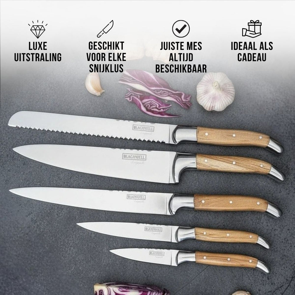 Set de couteaux Blackwell - Bois d'olivier - Laguiole - 6 pièces